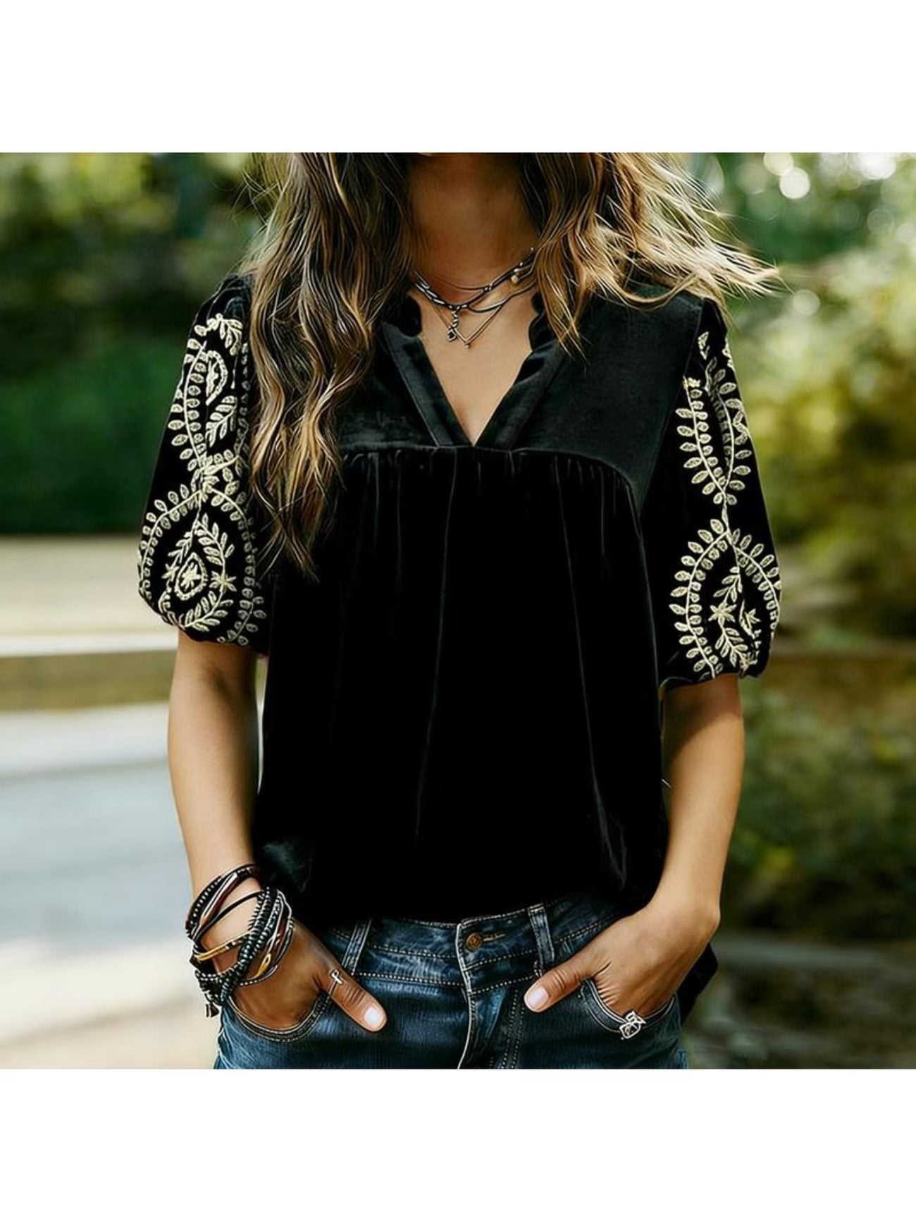 Velvet Embroidered Tunic