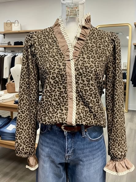 Ruffle Leopard Blouse