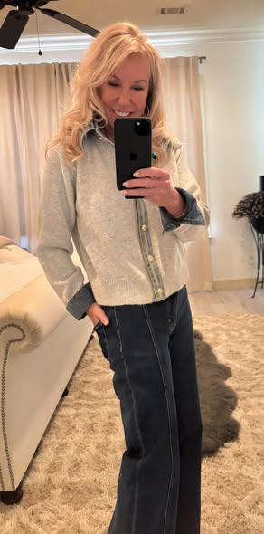 Distressed Denim Sweater