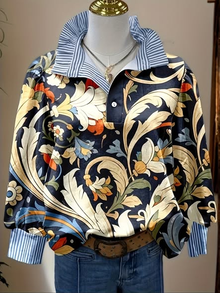 Floral Top With stripe