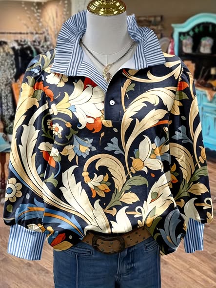 Floral Top With stripe