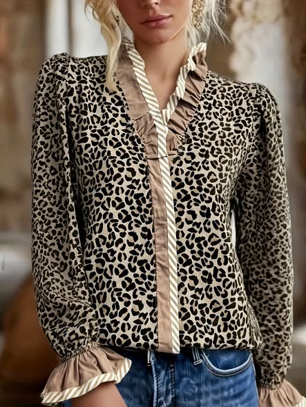 Ruffle Leopard Blouse