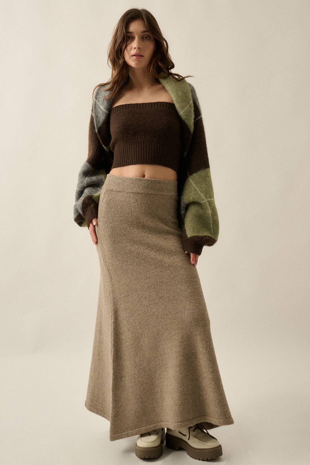 Argyle Jacquard-Knit Cardigan
