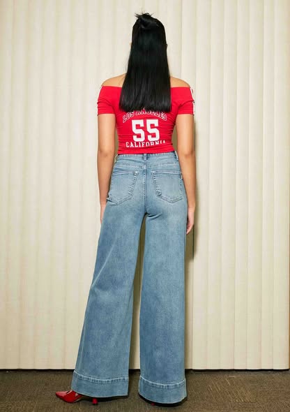 Pintuck Denim Jeans