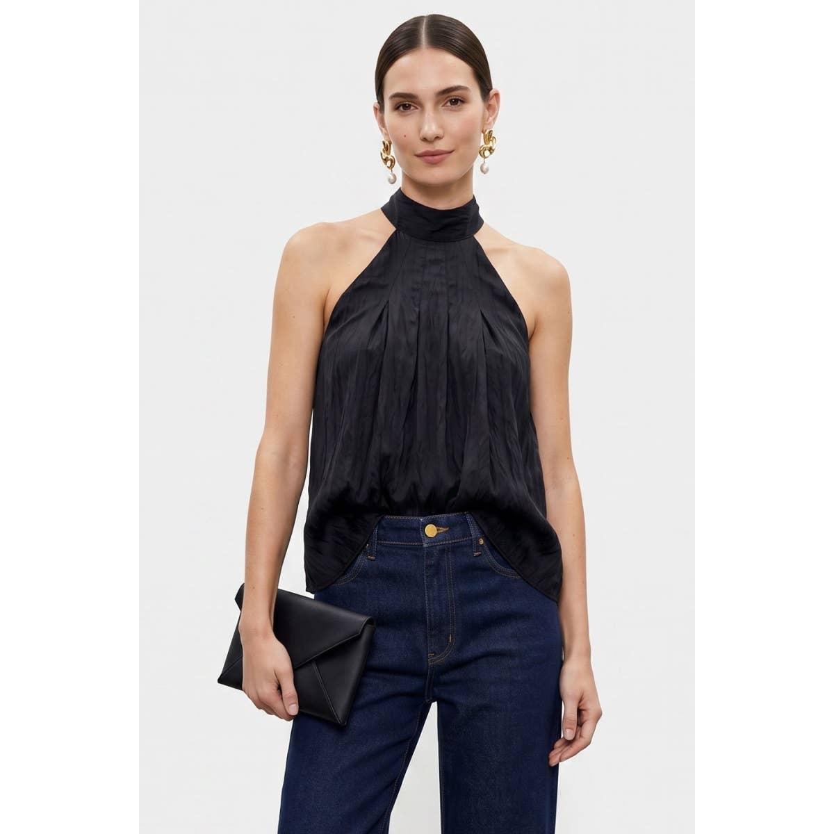 Convertible Scarf Sleeveless Satin Top