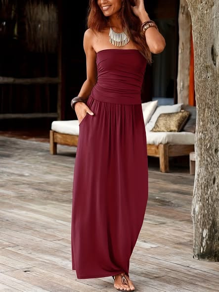 Strapless Flowing Maxi Dress
