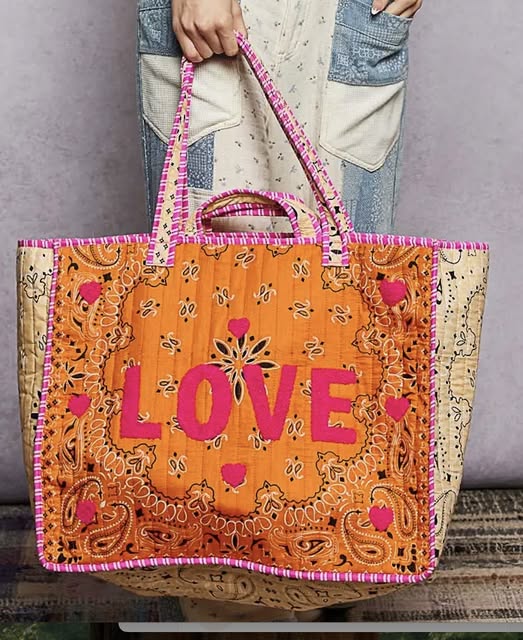 Handstitched Embroidered Bandana Bag