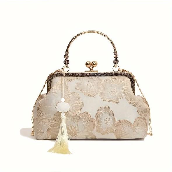 Gold Chain Tapestry Purse