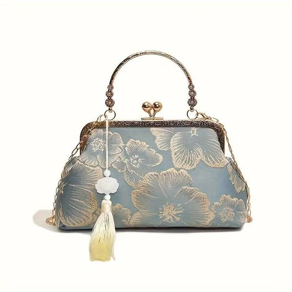 Gold Chain Tapestry Purse