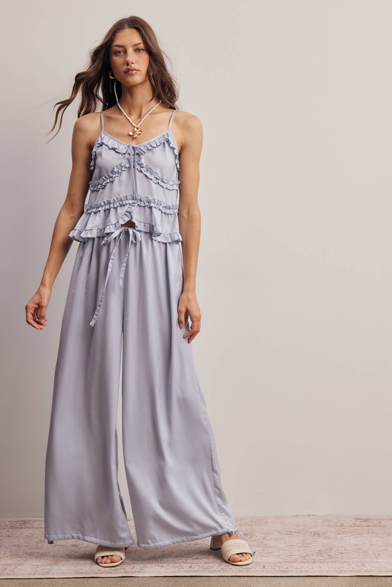 Convertible Wide Leg Tie Hem Pants FP0022