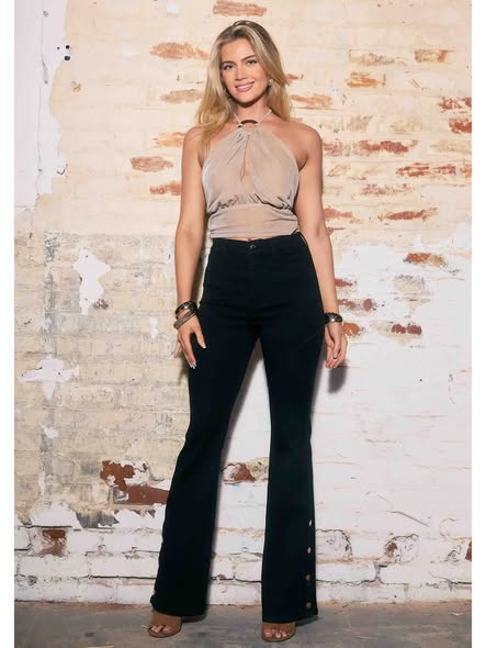 Denim Snap Leg Jeans