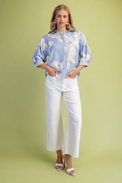 Soft Stripe Trimed Blouse