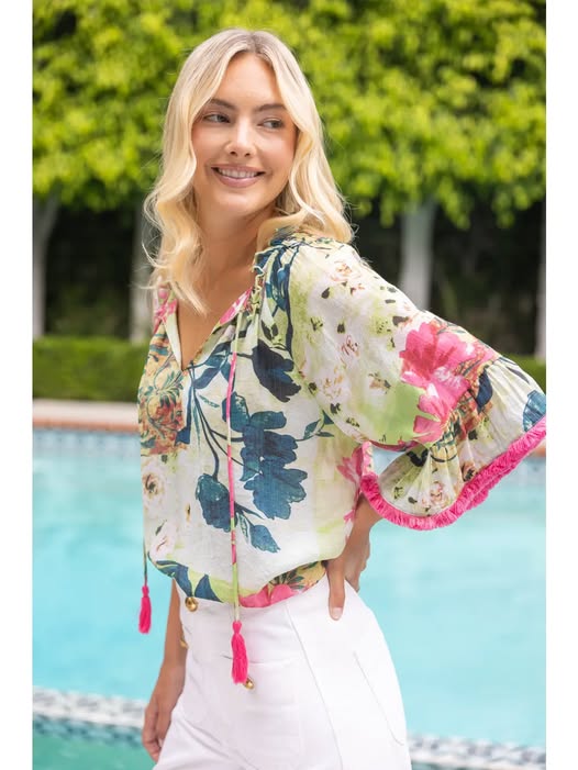 Tropical Bloom Tassel Top