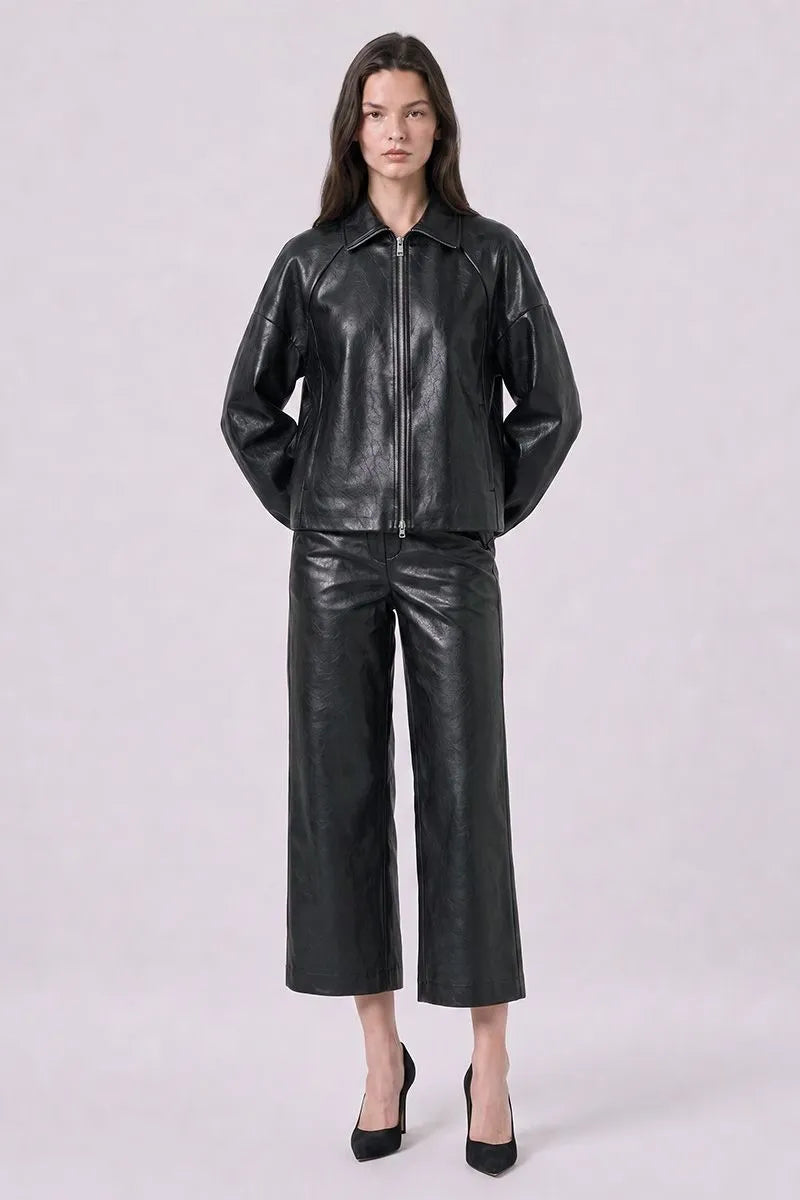 Vegan Leather Cropped Pants