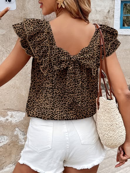 Bow Leopard Blouse