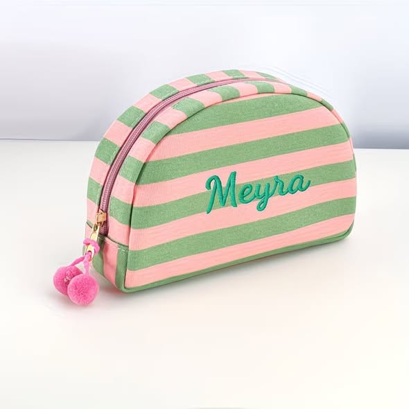 Personalized Stripe Zip Bag