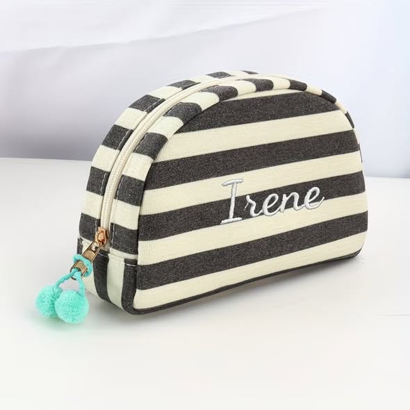 Personalized Stripe Zip Bag