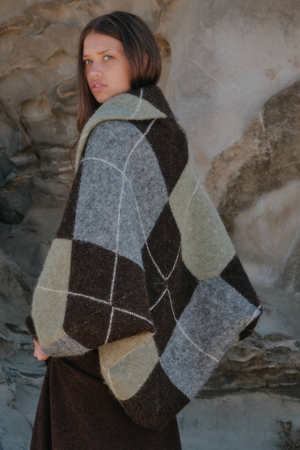 Argyle Jacquard-Knit Cardigan