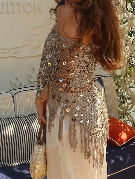Sparkle Crocheted Poncho