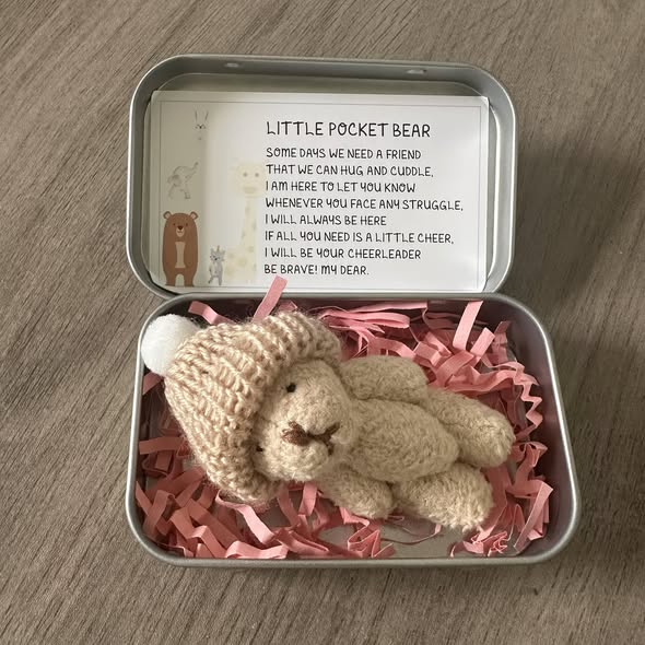 Hand Knit Pocket Bear