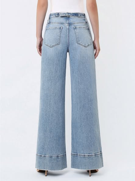 High Rise Metal Buckle Jean