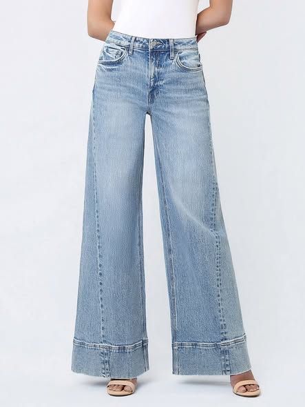 High Rise Metal Buckle Jean