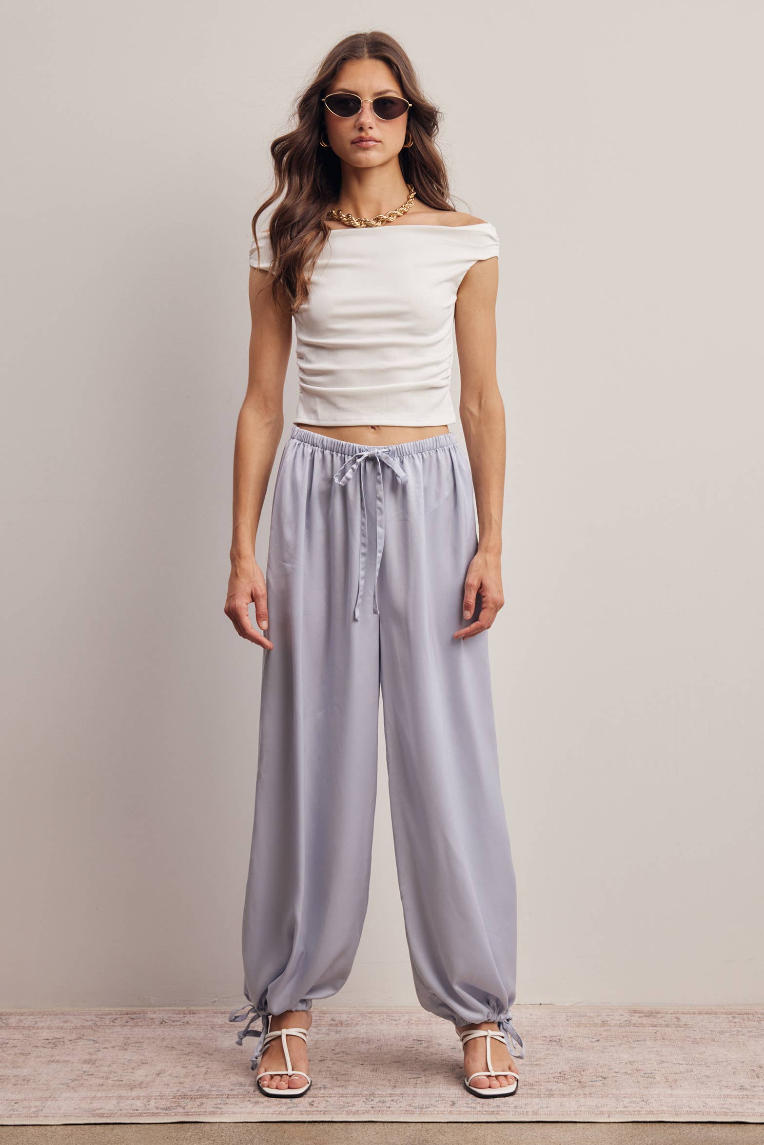 Convertible Wide Leg Tie Hem Pants FP0022