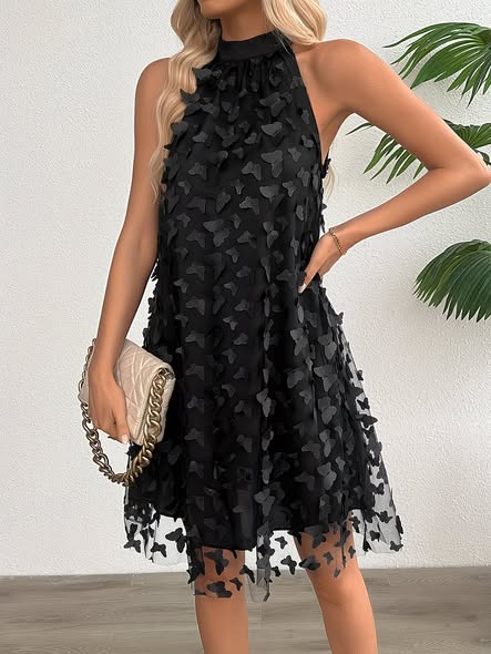 Sheer 3D Butterfly Dress