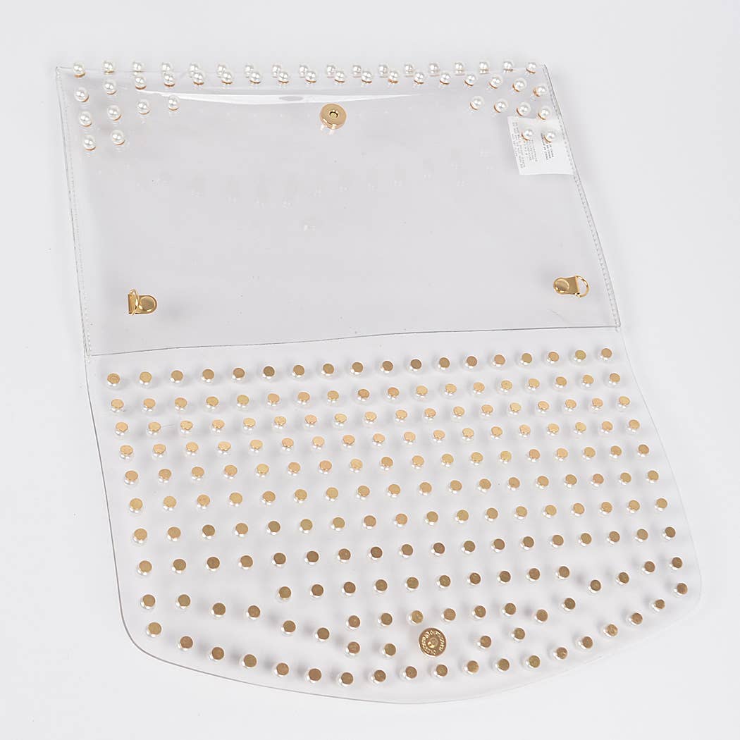 Pearl Studded Transparent Clutch