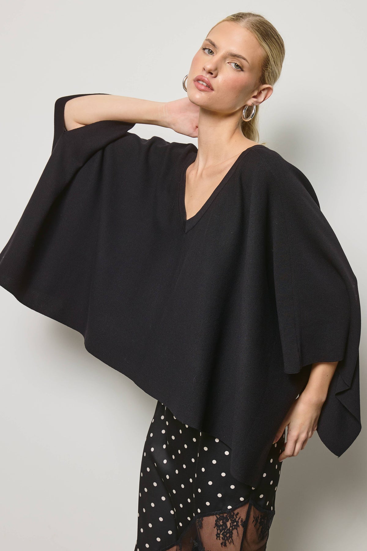 Asymmetric Knit Poncho Top