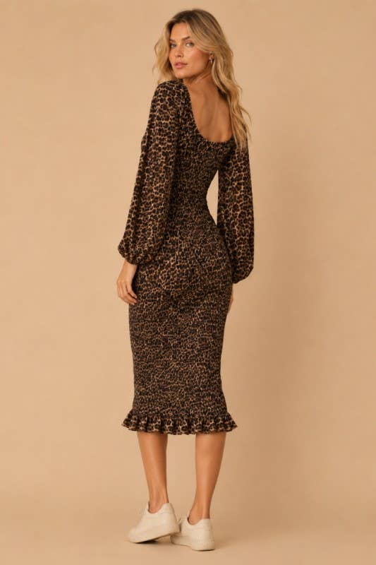 Wild Elegance Smocked Midi Dress