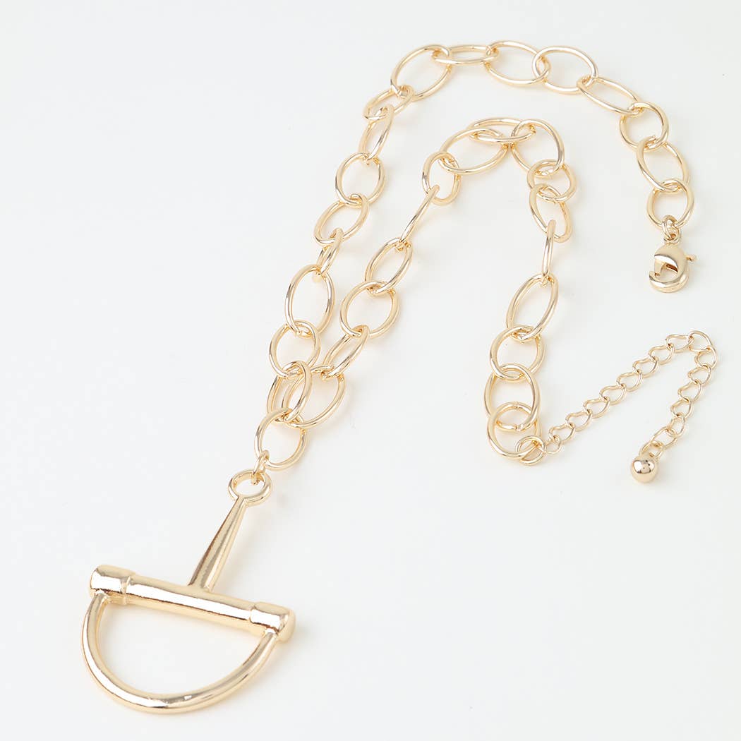 Gold Snaffle Bit Pendant Necklace