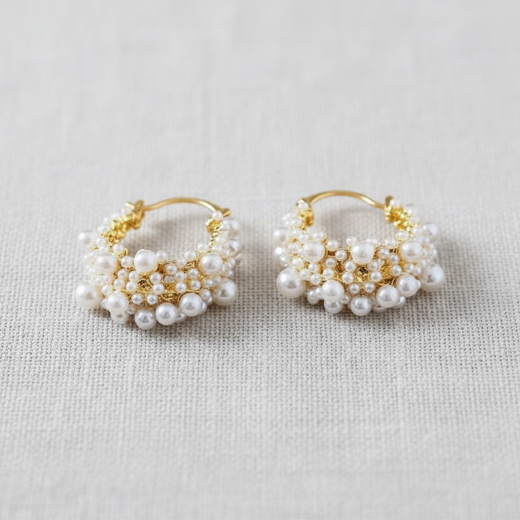 Pearl Geometric Statement Earrings