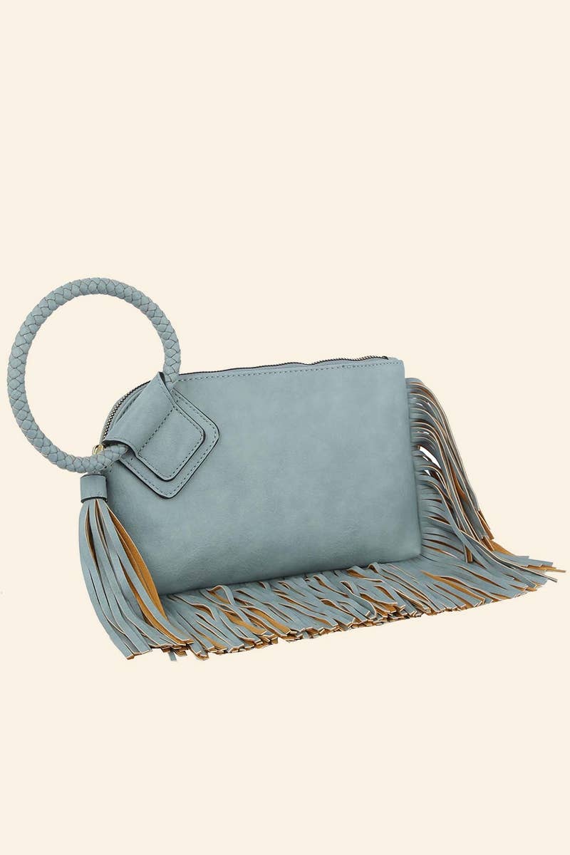 Fringe Cuff Clutch Tassel Wristlet Clutch Bag