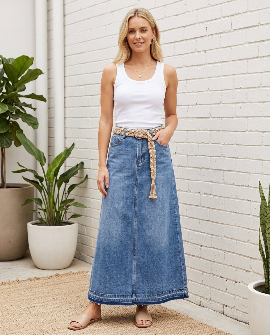 Denim Long Skirt