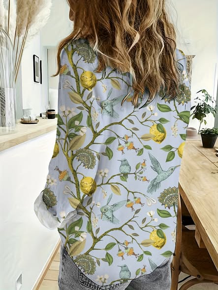 Summer Citrus Hummingbird Blouse