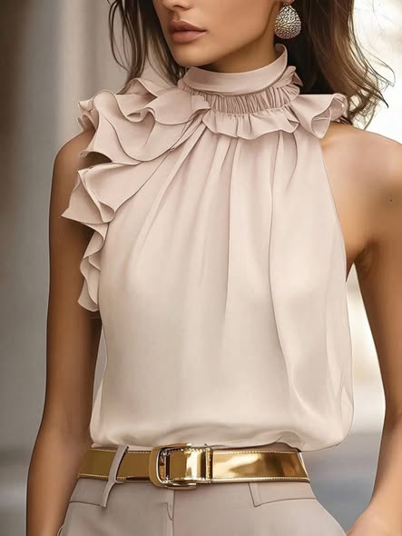Pleating Ruffle Blouse