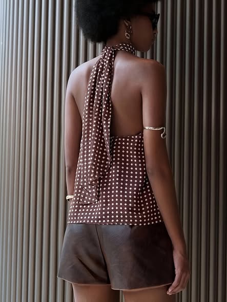Wrap Neck Dot Top