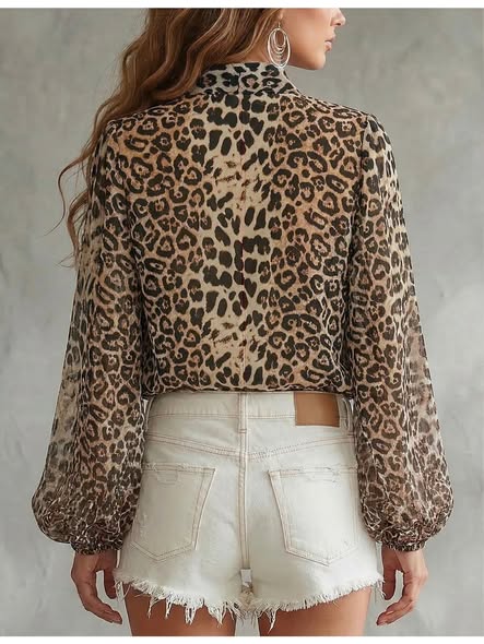 Chiffon Leopard Print Blouse