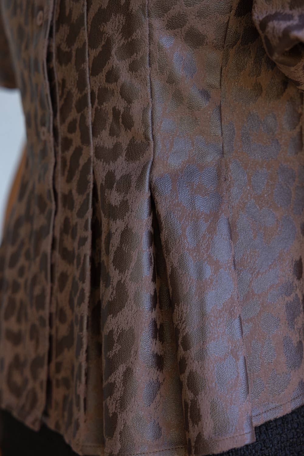Animal Print Faux Leather Peplum Top