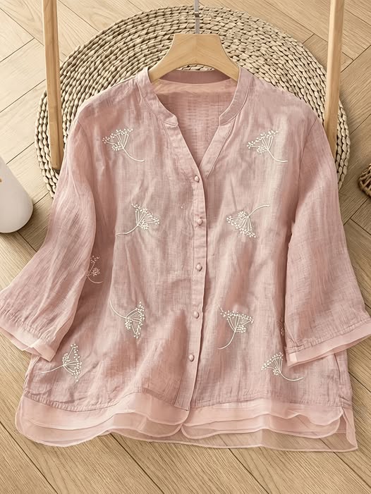 Double Hem Flower Blouse