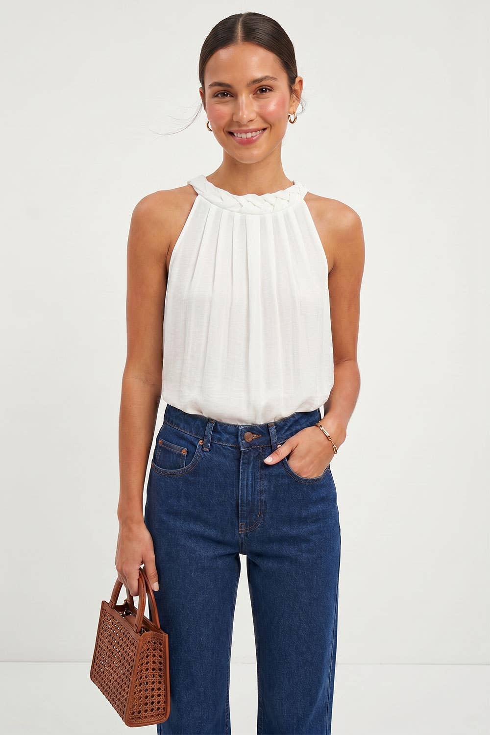 Flat Braided Neckline Tank Top