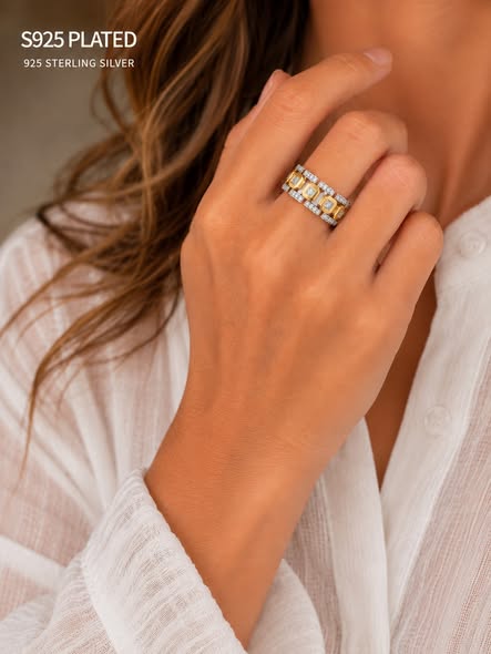 Sterling Silver Plated Stone Ring