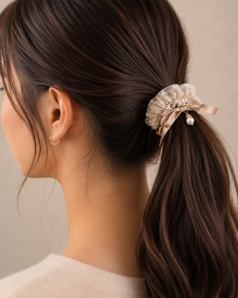 Pearl Chiffon Scrunchies (5)