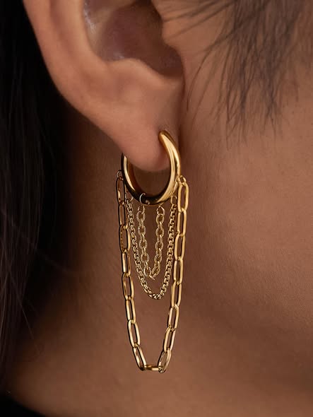 Triple Chain HOOP Earrings