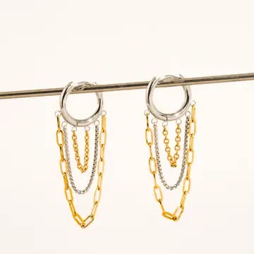 Triple Chain HOOP Earrings