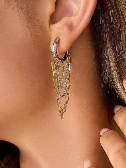 Triple Chain HOOP Earrings