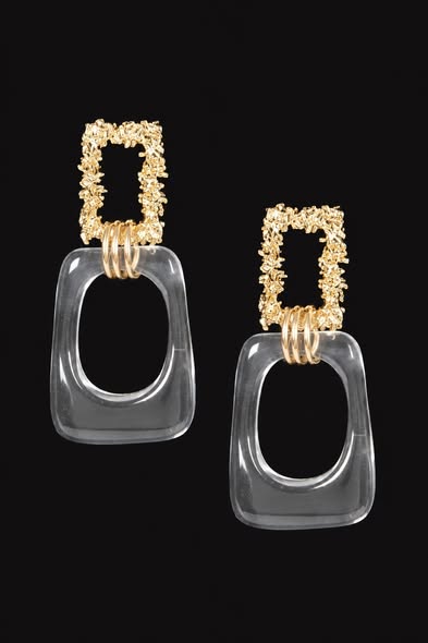 Metal and Clear Earrings