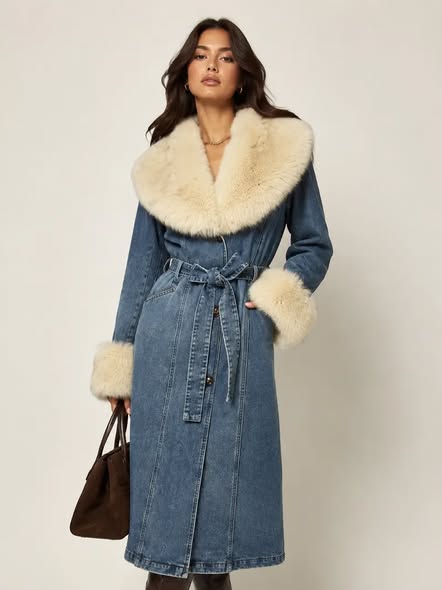 Fur Colar Denim Coat