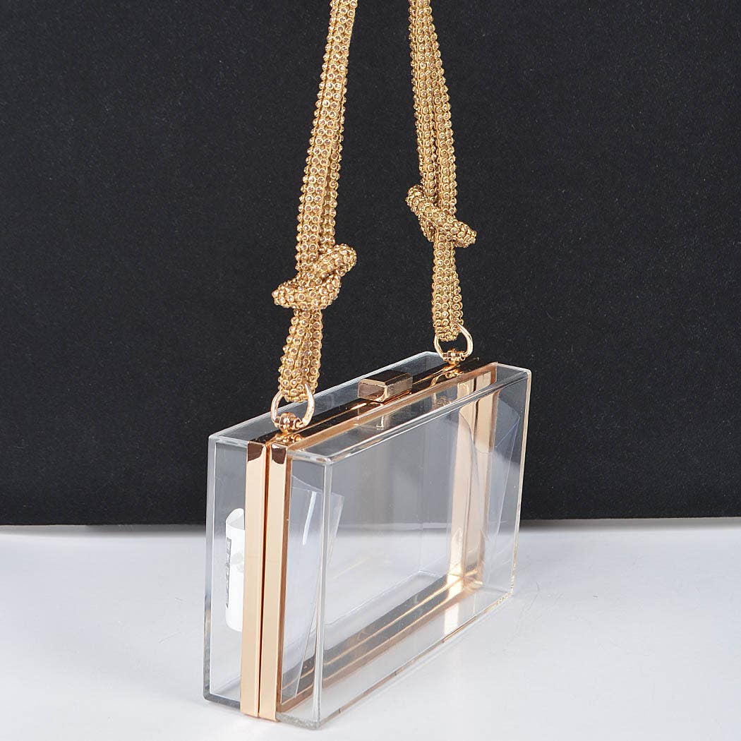 Clear Rhinestone Handle Clutch